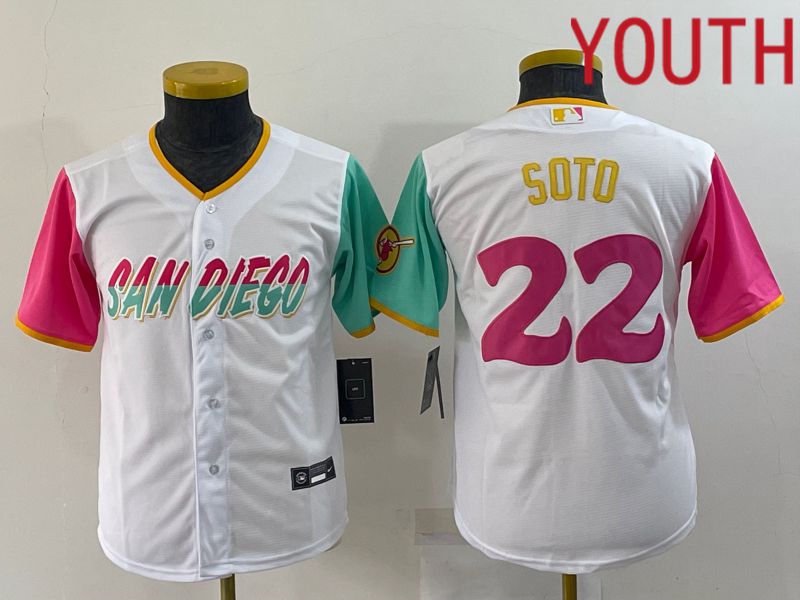 Youth San Diego Padres #22 Soto White City Edition Nike 2022 MLB Jersey